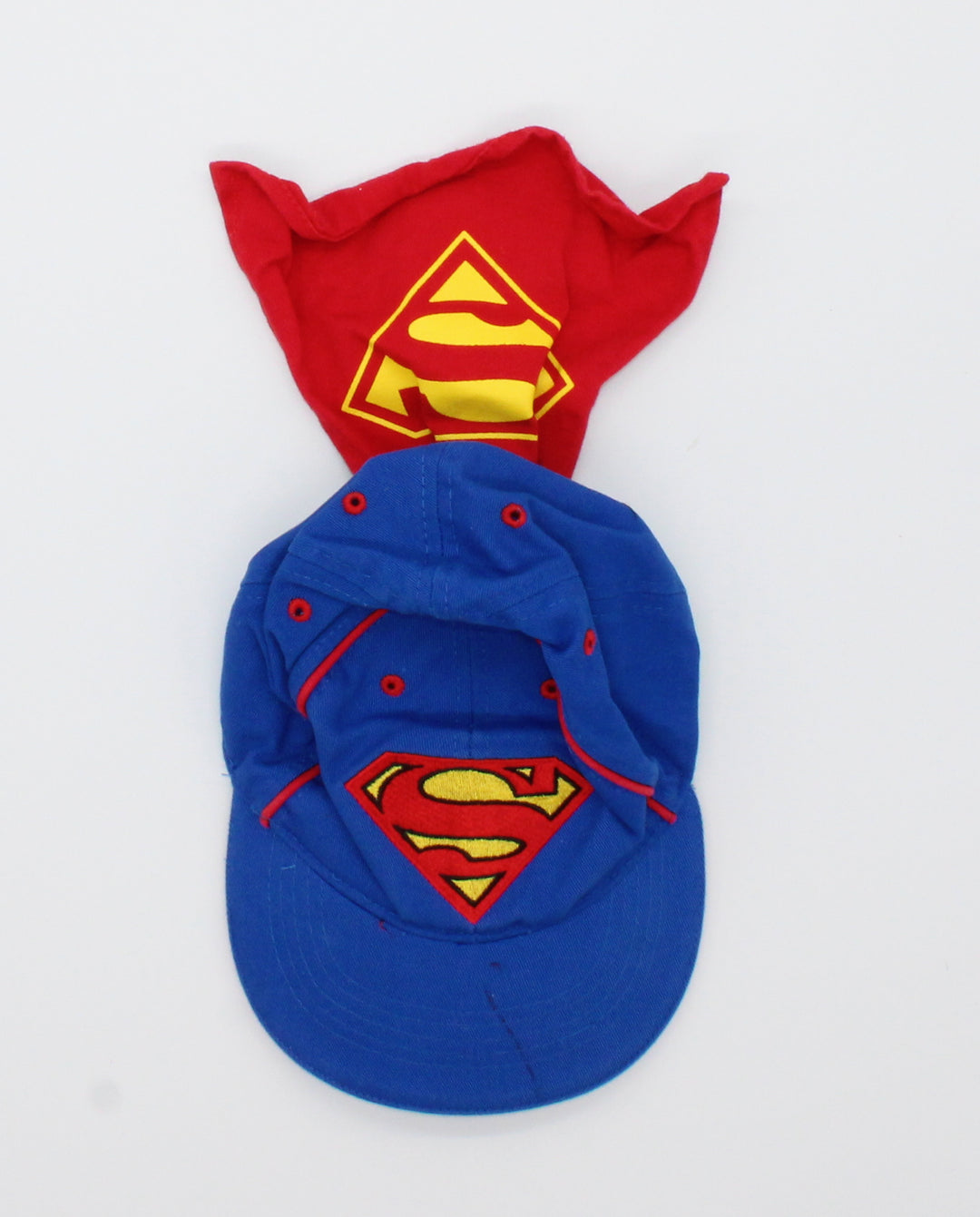 SUPERMAN HAT WITH VELCRO CAPE ADJUSTABLE SMALL EUC