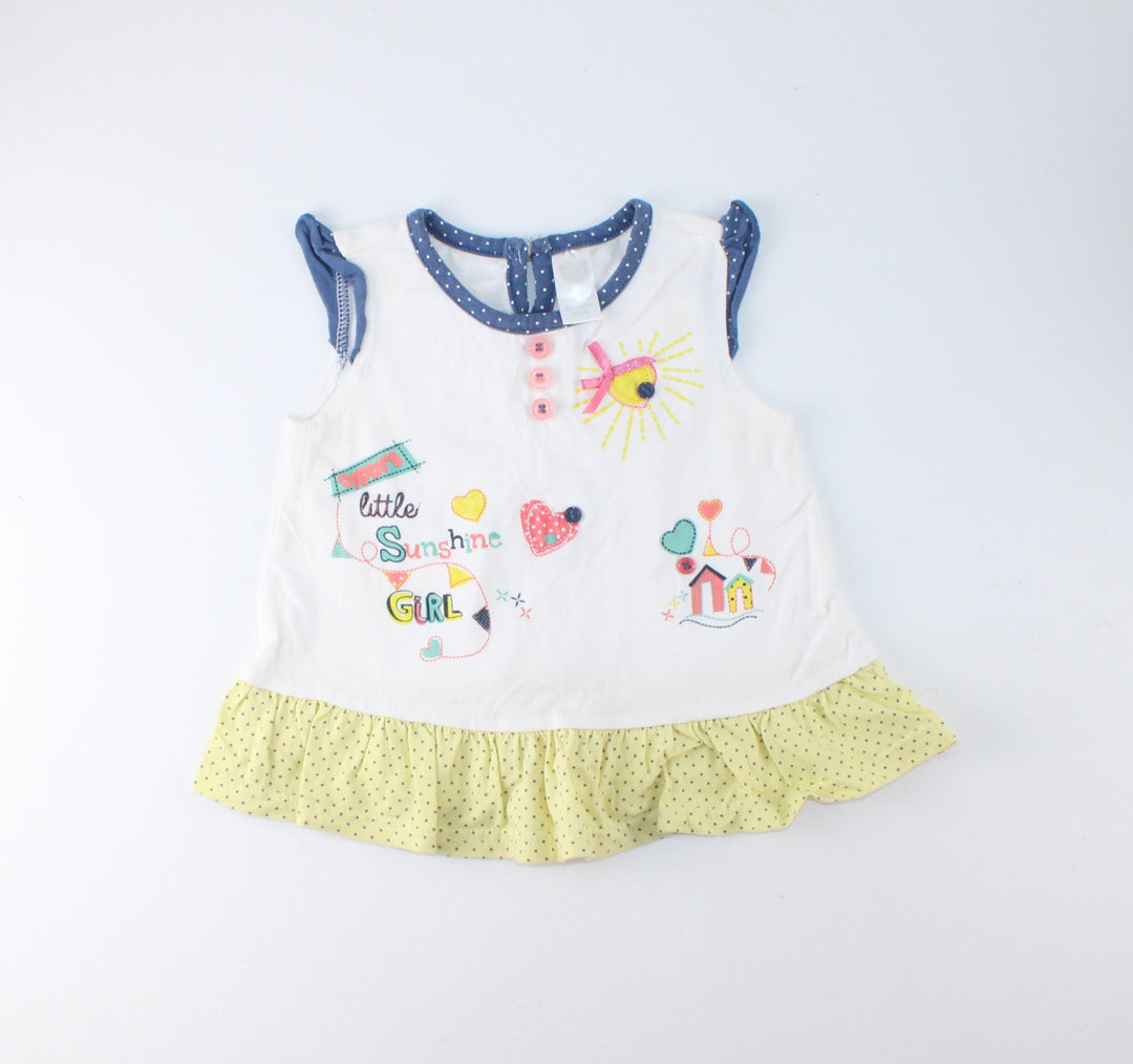 BABY CO SUNSHINE GIRL TOP 6-12M EUC