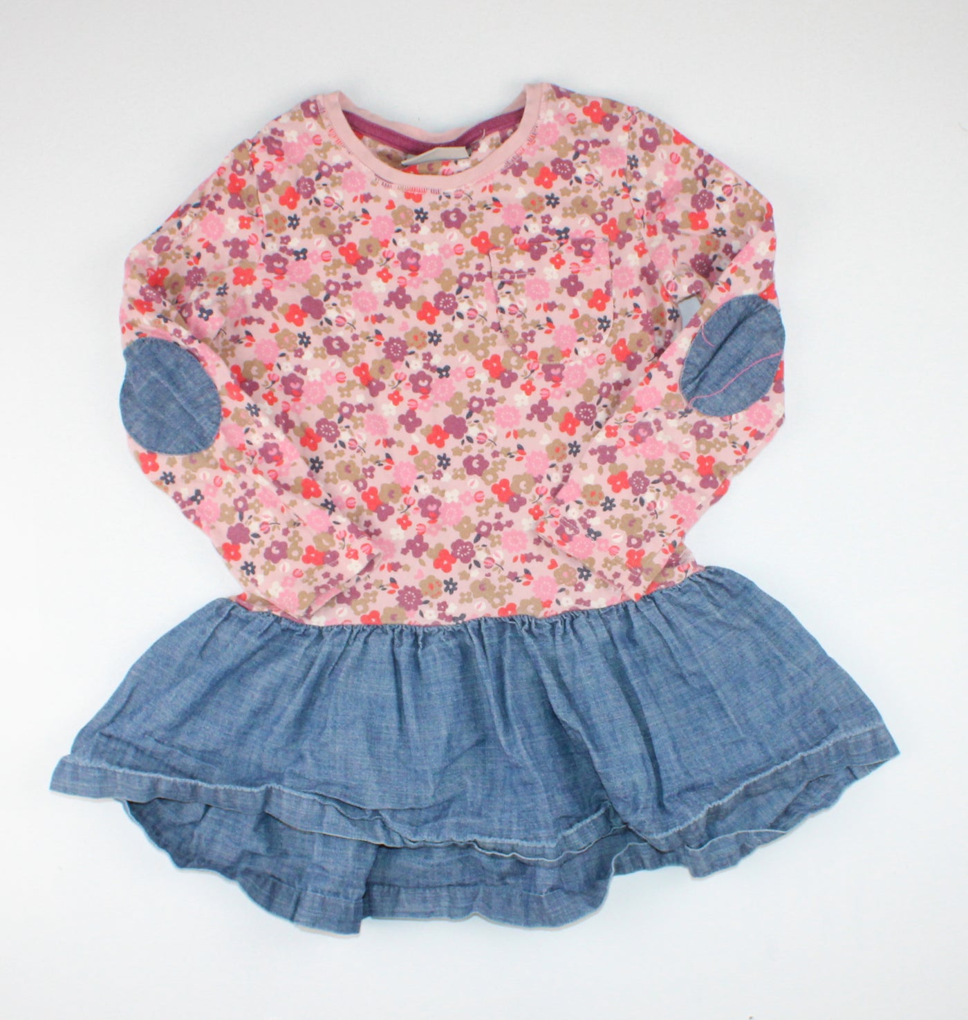 NEXT FLORAL/DENIM DRESS 2-3YR EUC