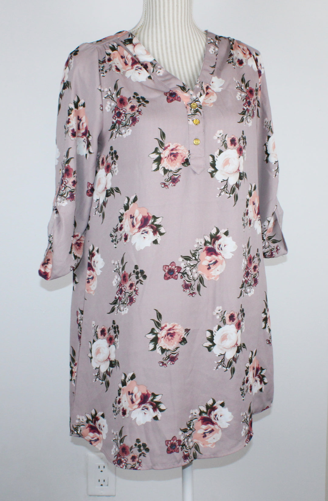 ARDENES FLORAL LONG BLOUSE LADIES EXTRA SMALL EUC