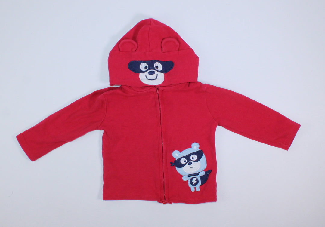 PEKKLE RED HOODIE WITH BEAR 12M EUC