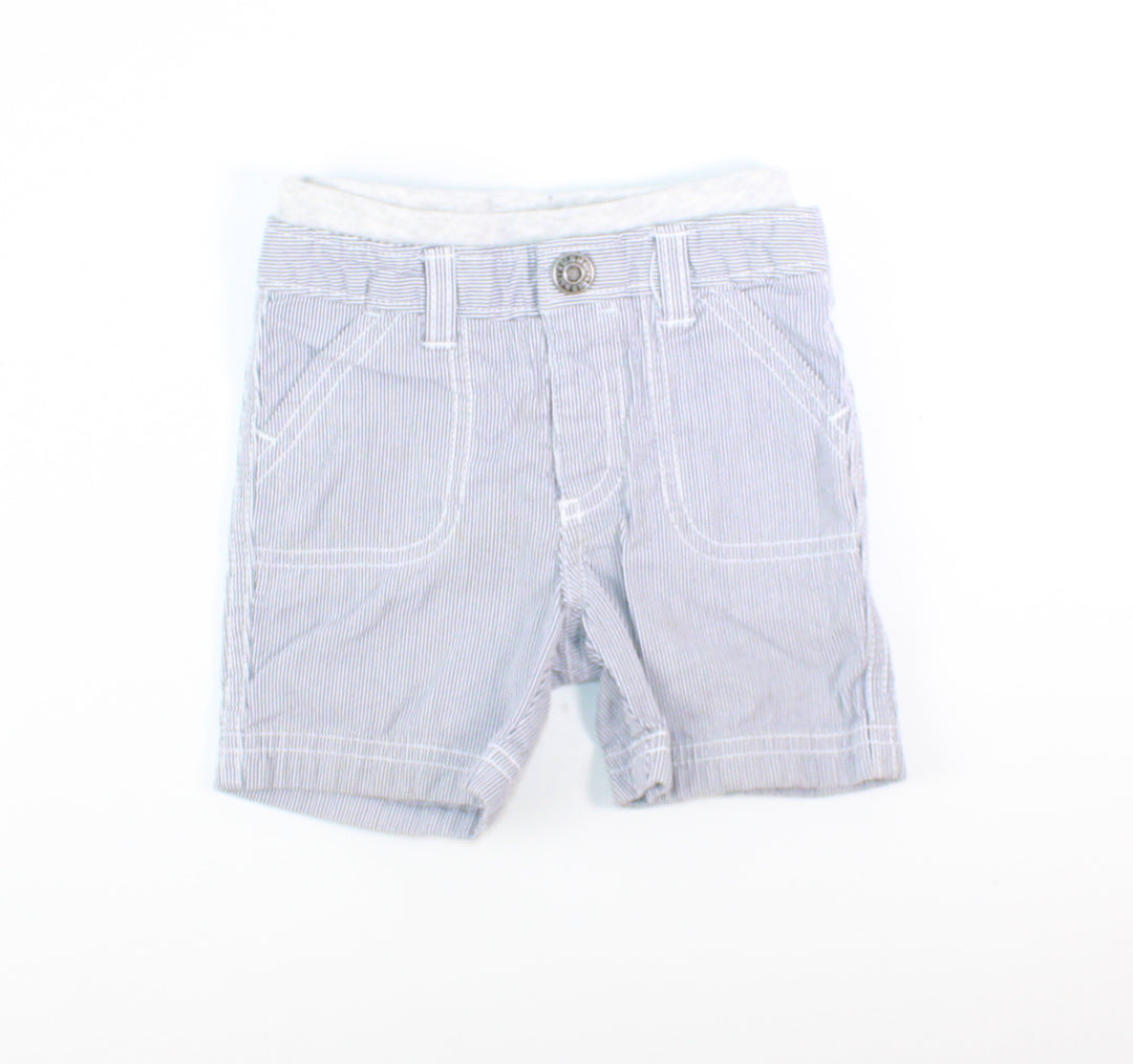 OLD NAVY BLUE/WHITE STRIPED SHORTS 6-12M EUC