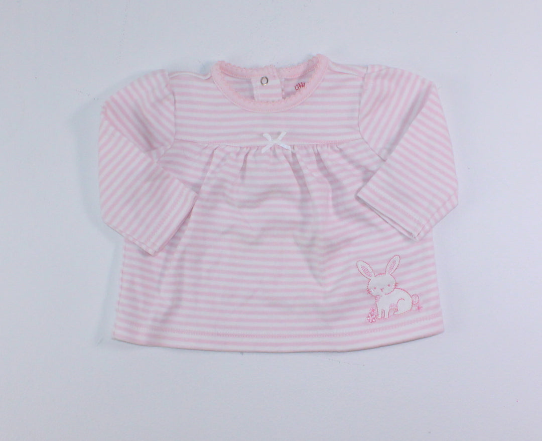 LITTLE ME BUNNY STRIPED TOP 6M EUC