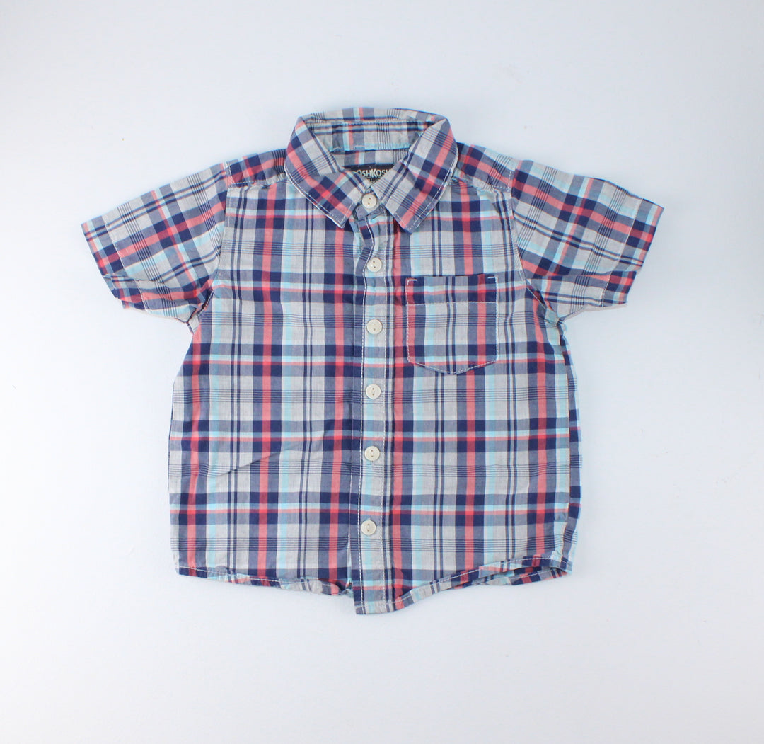 OSH KOSH PLAID COLLARED TOP 2T EUC