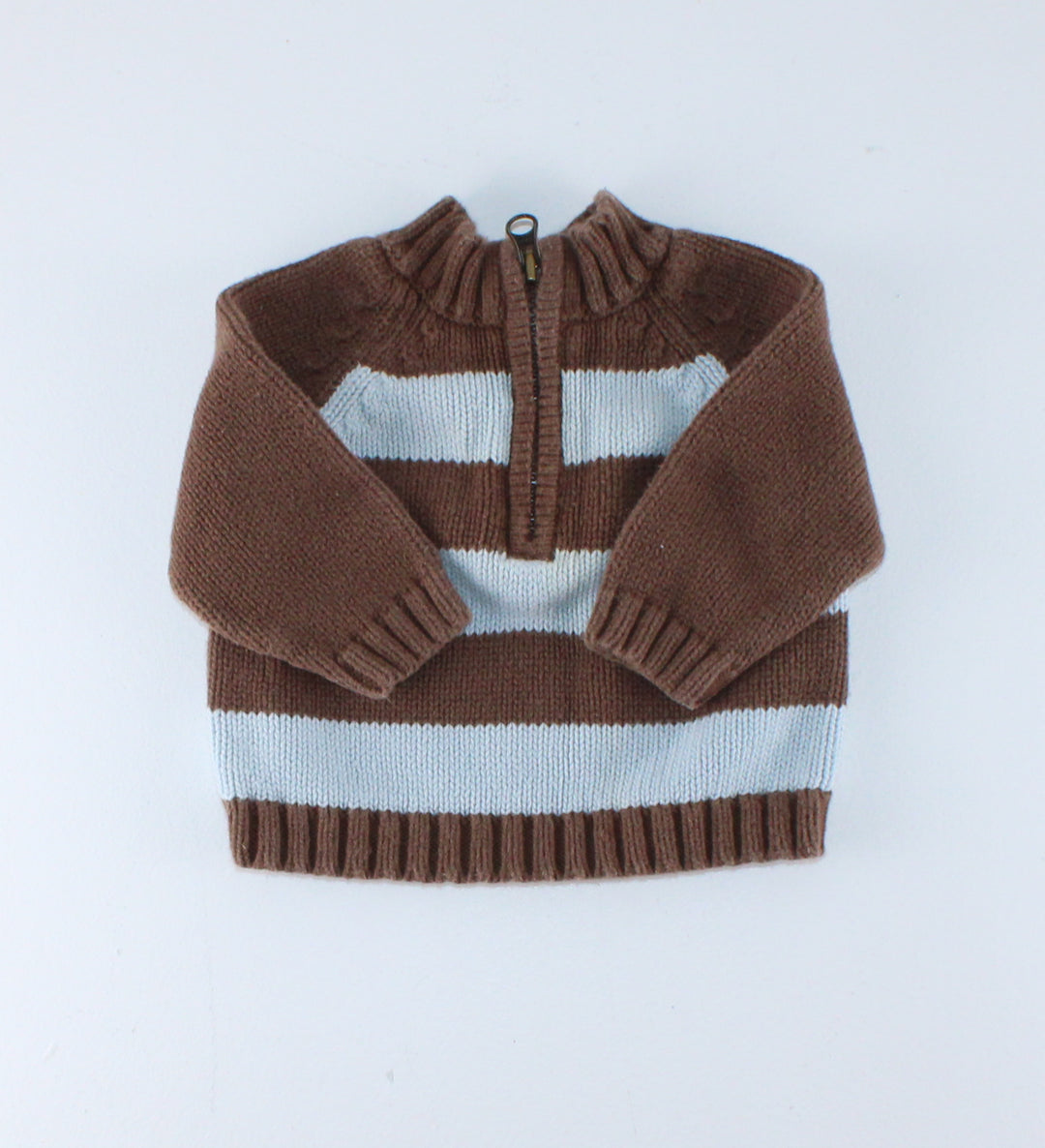 OLD NAVY BLUE & BROWN SWEATER 0-3M EUC