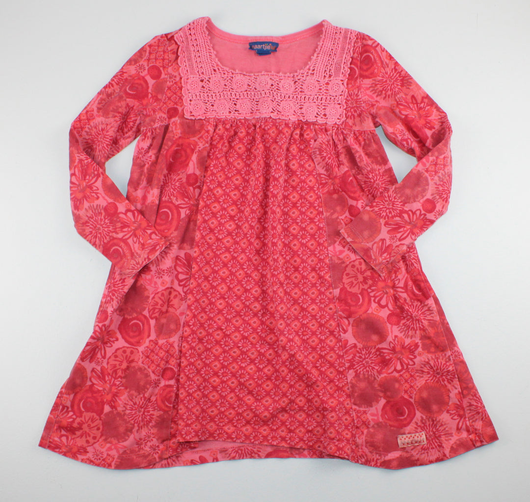 NAARTJIE KIDS RED PATTERNED DRESS 4Y PRE-LOVED