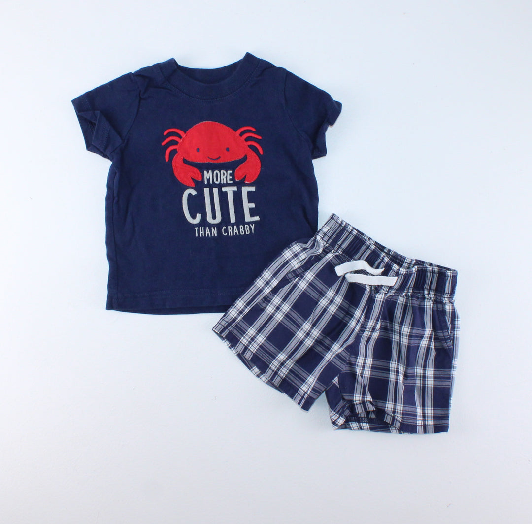CARTERS CRAB OUTFIT 0-3M EUC