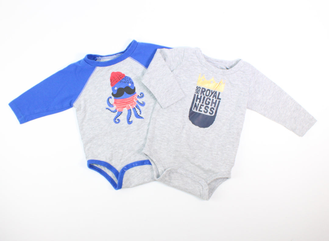 OKIE DOKIE 2 PACK LS ONESIES 3M EUC