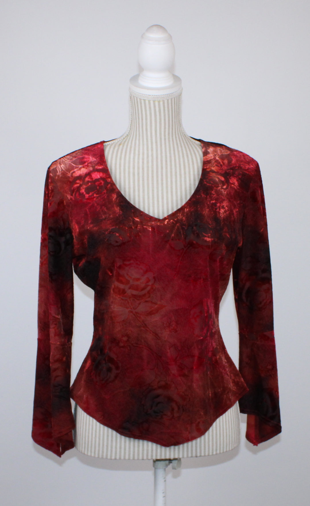 LIBRA RED VELVET SHIRT LADIES MED EUC