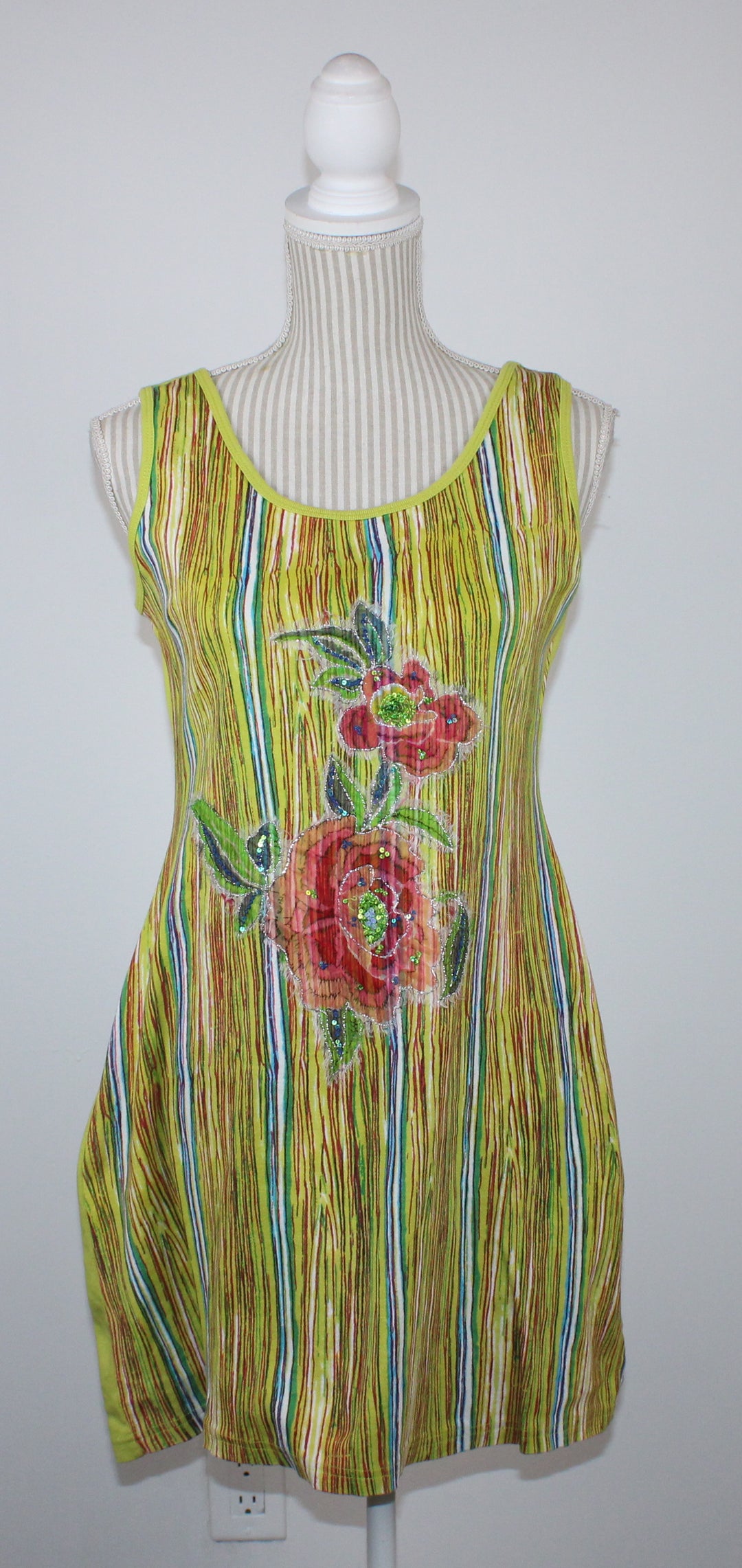 NIKKY GREEN STRIPED DRESS LADIES LARGE PRE-LOVED
