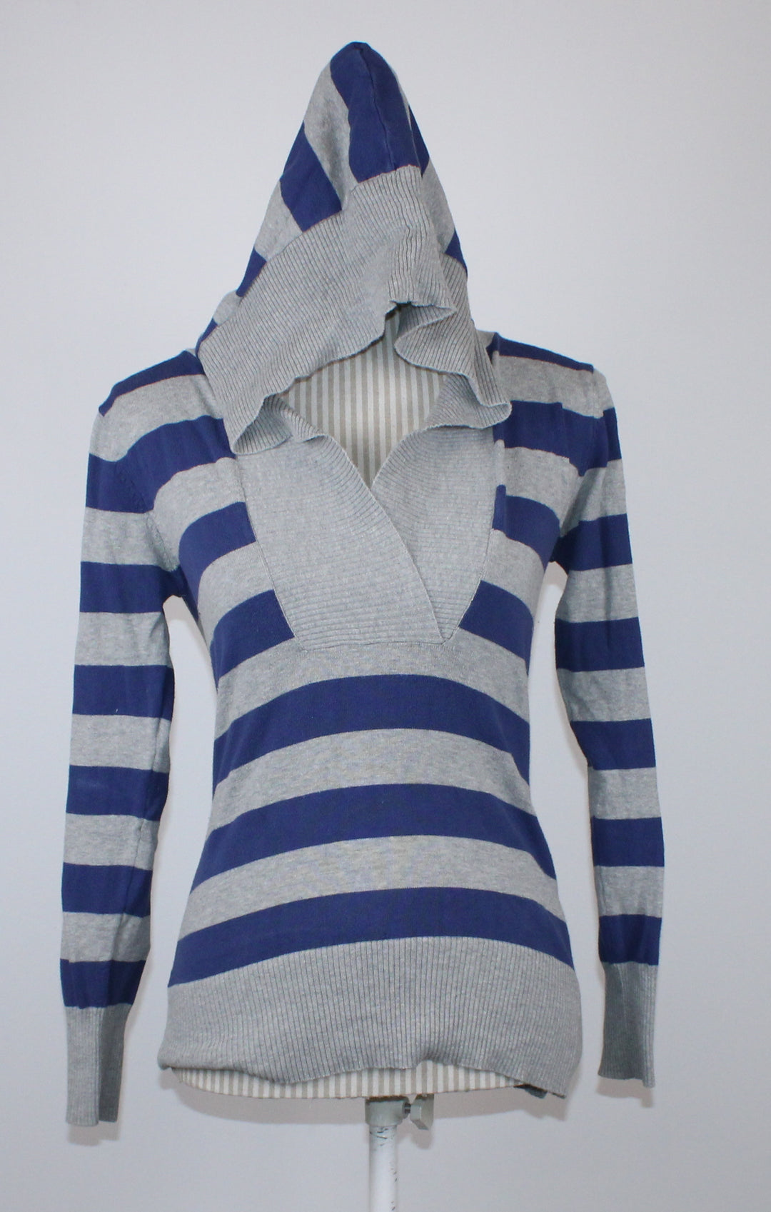 GEORGE BLUE & GREY STRIPED SWEATER LADIES XSMALL EUC
