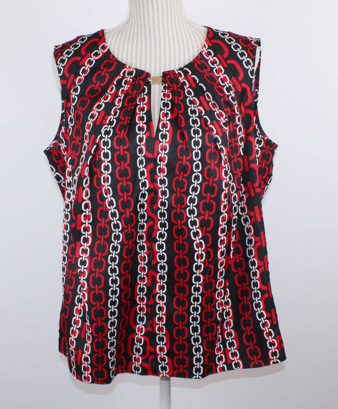 JONES NY RED CHAINLINK BLOUSE LADIES SIZE 14 NEW!
