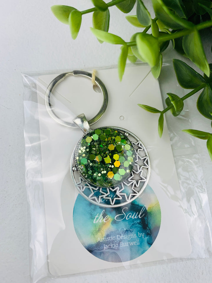 Tonic for the Soul, One of a Kind Fluid Art Cabochon Keychains
